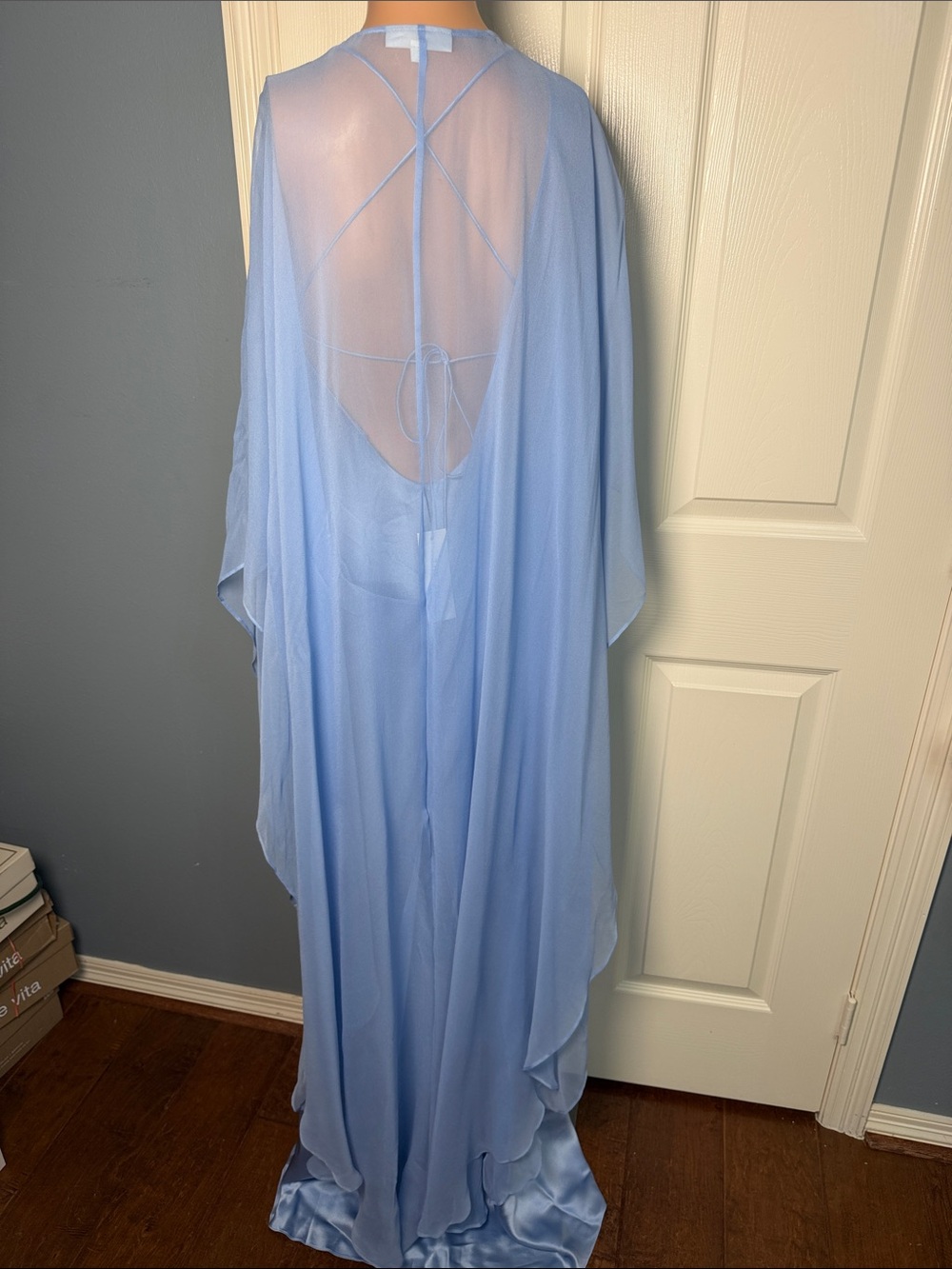 The Sei Bias Slip Dress And Cape in Icy Blue silk maxi gown - Picture 5 of 9